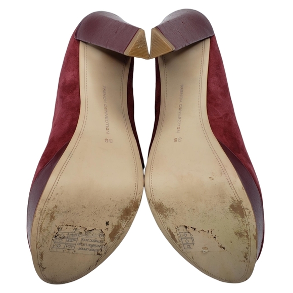 French Connection | Maroon Suede Platform Heels - Picture 9 of 10